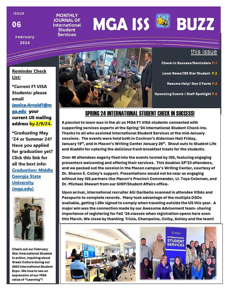 February 2024 issue of the ISS BUZZ newsletter.